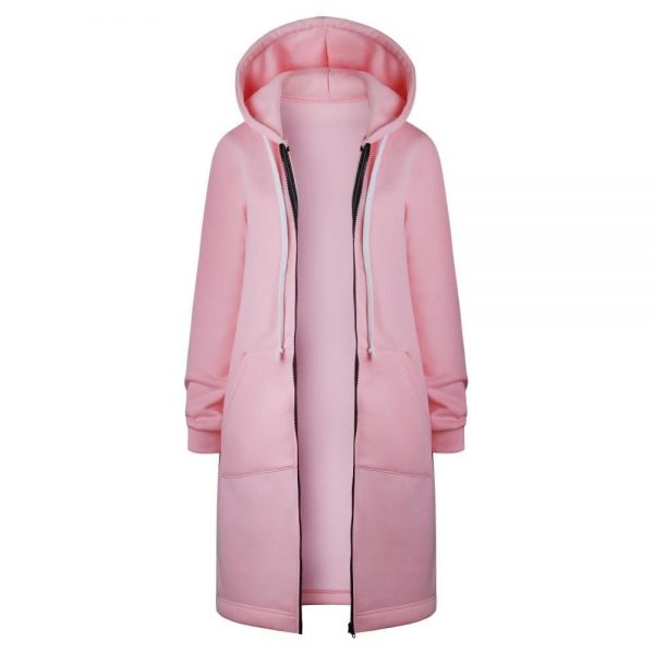 The Best New Autumn Winter Women Casual Long Zipper Hooded Jacket Sweatshirt Online - Takalr