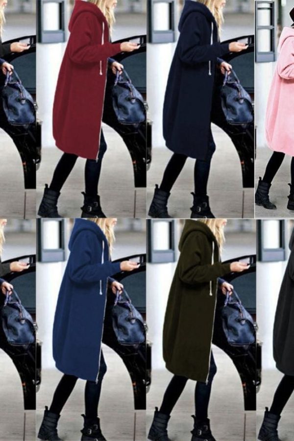 The Best New Autumn Winter Women Casual Long Zipper Hooded Jacket Sweatshirt Online - Takalr