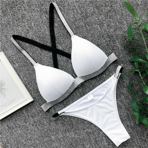 The Best New Bikini Set Women High Cut Bathing Suit Padded Tops Bra Thong Bottoms Swimwear Female Summer Beachwear Online - Source Silk