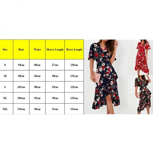 The Best New Boho Women V Neck Floral Slit Dress Holiday Ladies Casual Short Sleeve Summer Long Maxi Wrap Sundress Online - Source Silk