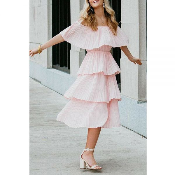 The Best New Boho Women's Summer Beach Ruffle Long Dress Holiday Fashion Ladies Casual Layered Off Shoulder Sun Dresses Online - Source Silk