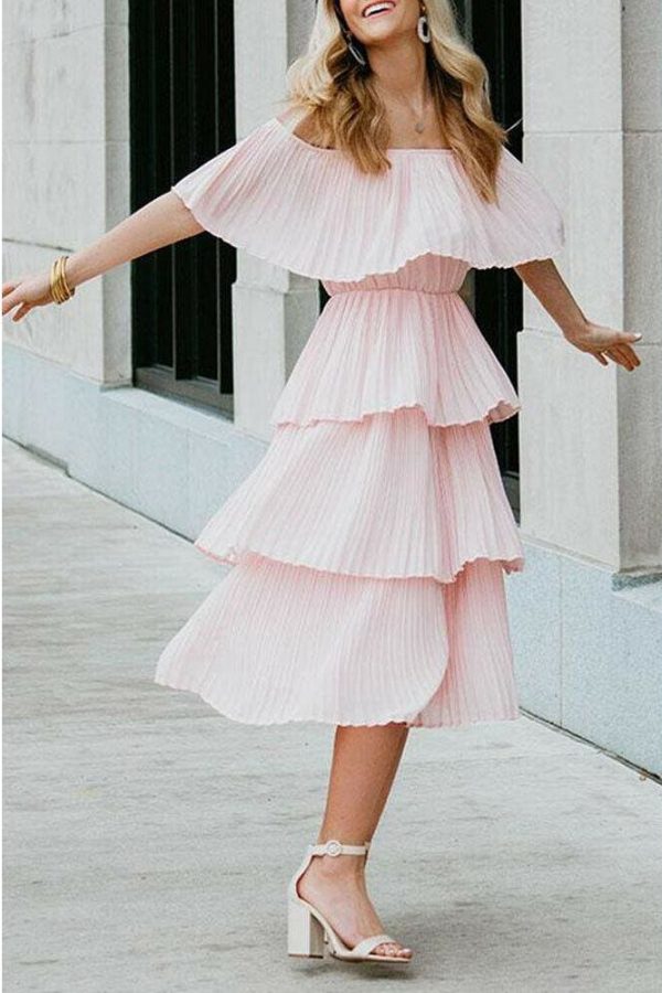 The Best New Boho Women's Summer Beach Ruffle Long Dress Holiday Fashion Ladies Casual Layered Off Shoulder Sun Dresses Online - Source Silk