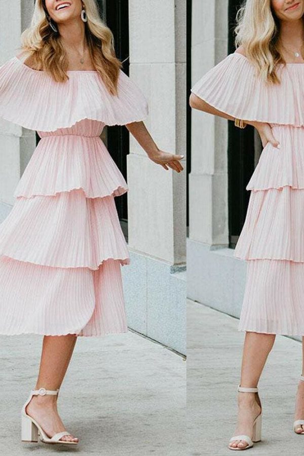 The Best New Boho Women's Summer Beach Ruffle Long Dress Holiday Fashion Ladies Casual Layered Off Shoulder Sun Dresses Online - Source Silk