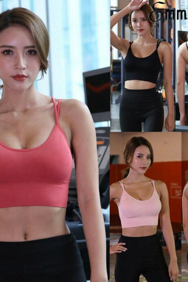 The Best New Casual Women Sport Fitness Stretch Workout Short Tank Top Soft Seamless Racerback Padded Sports Bra Online - Source Silk