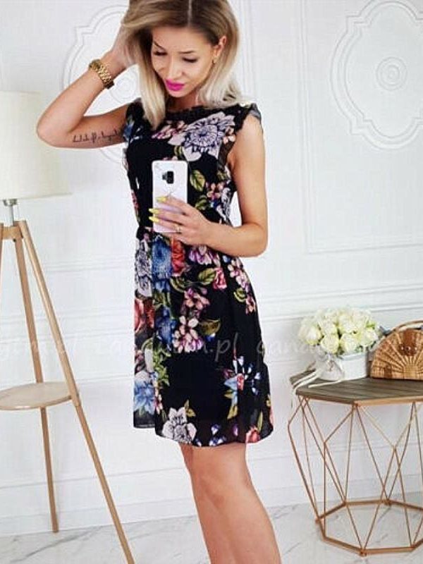 The Best New Elegant Ladies Boho Chiffon Floral Dress Sleeveless Summer Fashion Women Beach Holiday Party Dress Sundress Online - Source Silk