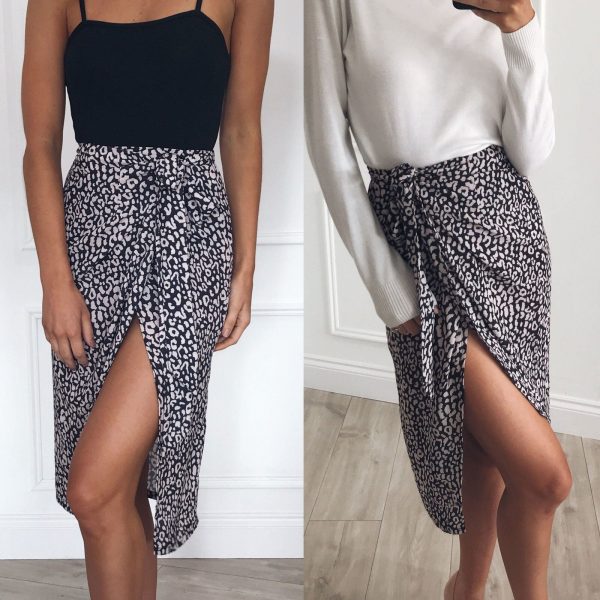 The Best New Elegant Women Ladies Sexy Summer High Waist Skirts Beachwear 2019 Fashion Leopard Beach Casual Skirts Hot Online - Source Silk