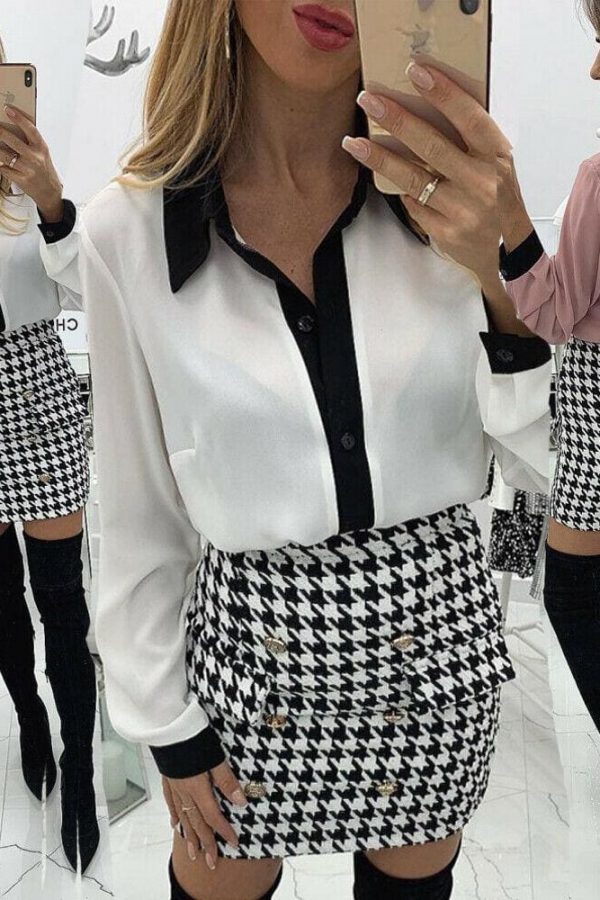 The Best New Fashion Elegant Women Ladies V-Neck Long Sleeve Loose Blouse Workout Solid Casual Tops Shirt Pink/White Tops Online - Source Silk