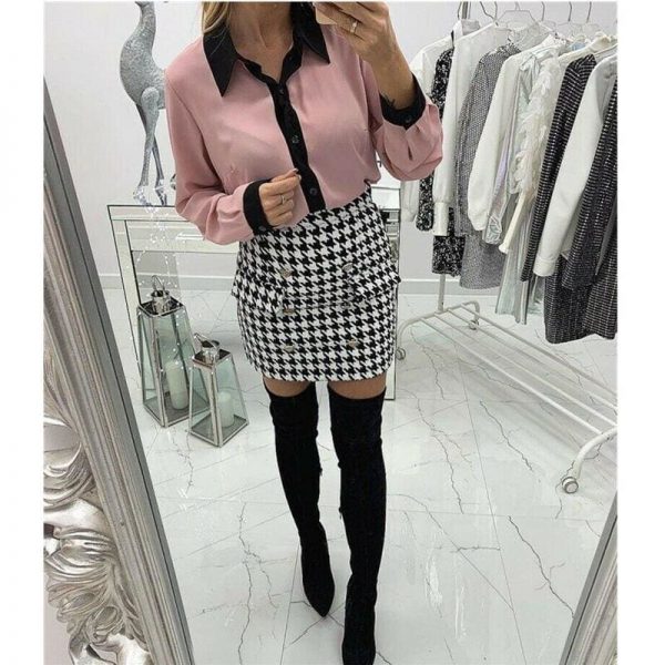 The Best New Fashion Elegant Women Ladies V-Neck Long Sleeve Loose Blouse Workout Solid Casual Tops Shirt Pink/White Tops Online - Source Silk