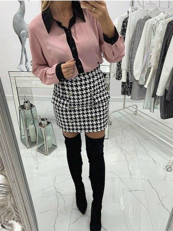 The Best New Fashion Elegant Women Ladies V-Neck Long Sleeve Loose Blouse Workout Solid Casual Tops Shirt Pink/White Tops Online - Source Silk