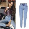 The Best New Fashion High Waist Boyfriend Jeans Women Casual Straight Jean Online - Takalr