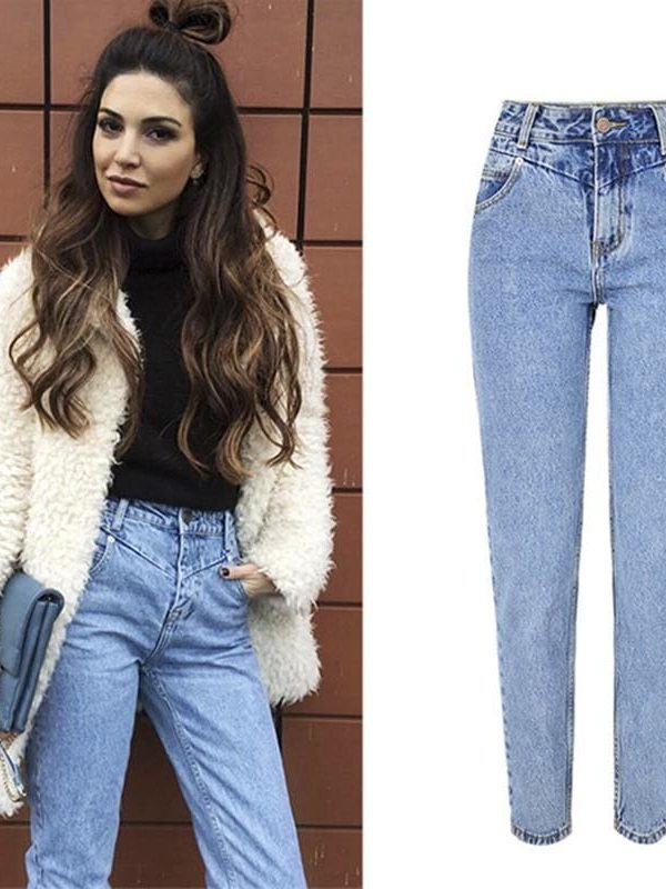 The Best New Fashion High Waist Boyfriend Jeans Women Casual Straight Jean Online - Takalr