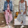 The Best New Fashion Romper Women Striped Sleeveless Loose Jumpsuit Dungarees Overall Casual Harem Loose Strap Pant Trousers Online - Source Silk