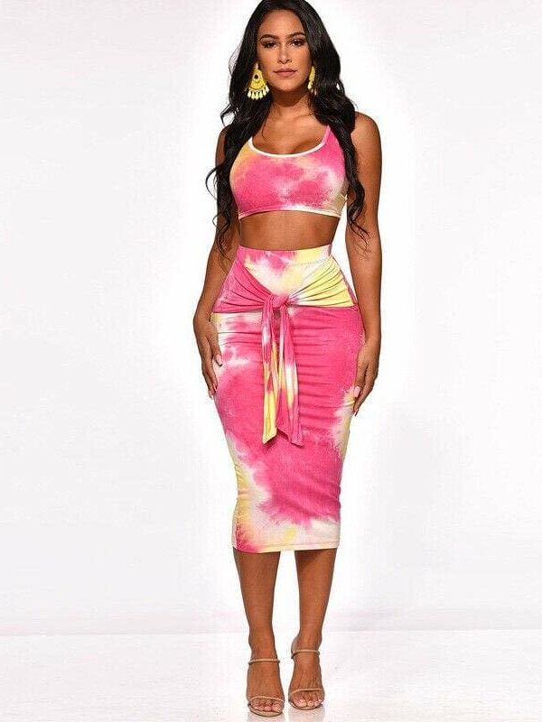 The Best New Fashion Sexy Women Summer Crop Top + Slim Fit Short Skirt Bodycon Cocktail Party Beach 2Pcs Set Dress Online - Source Silk