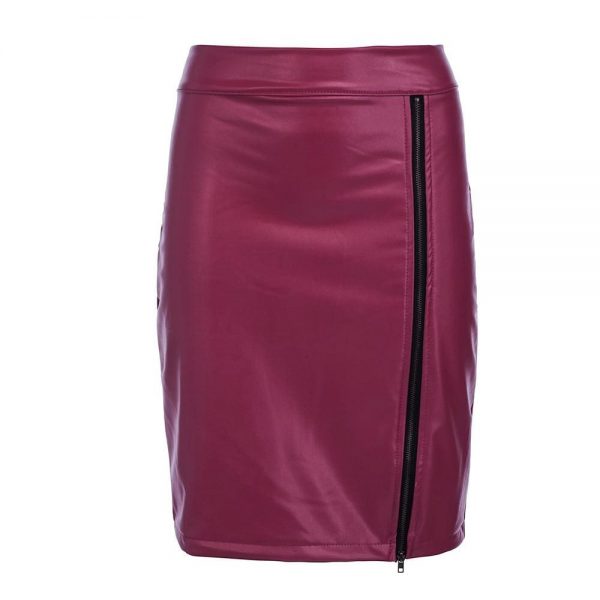 The Best New Fashion Skirt Women High Waist Zipper Up PU Leather Business OL Ladies Preppy Short Mini Pebcil Skirt Online - Source Silk