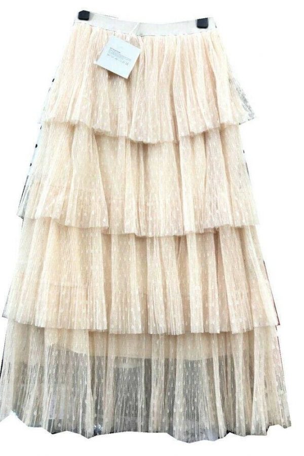 The Best New Fashion Summer Women Dot Lace Tiered High Waist Beach Long Skirt Sundress Cake Tulle Skirt Party Ball Gown Online - Source Silk