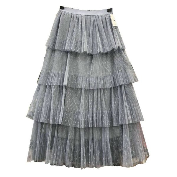 The Best New Fashion Summer Women Dot Lace Tiered High Waist Beach Long Skirt Sundress Cake Tulle Skirt Party Ball Gown Online - Source Silk