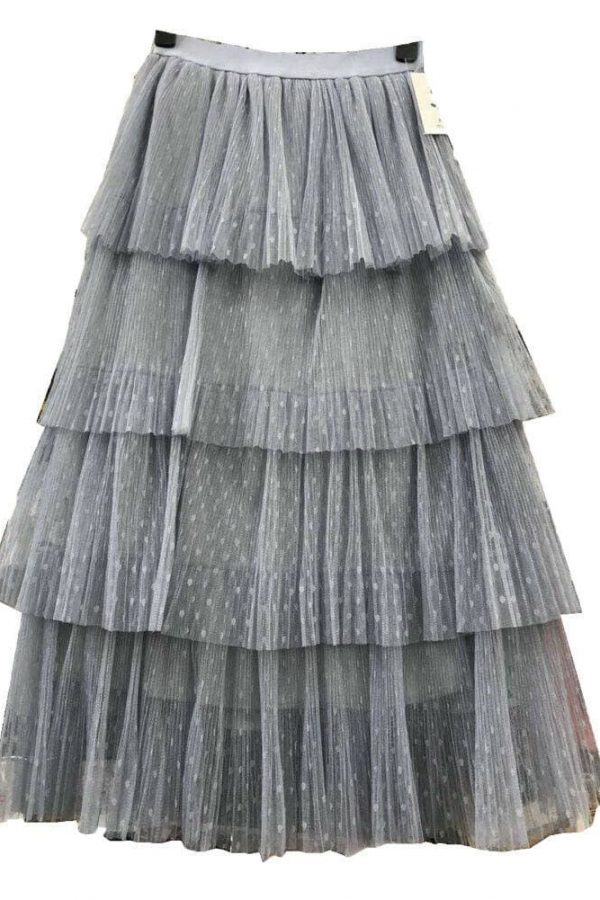 The Best New Fashion Summer Women Dot Lace Tiered High Waist Beach Long Skirt Sundress Cake Tulle Skirt Party Ball Gown Online - Source Silk