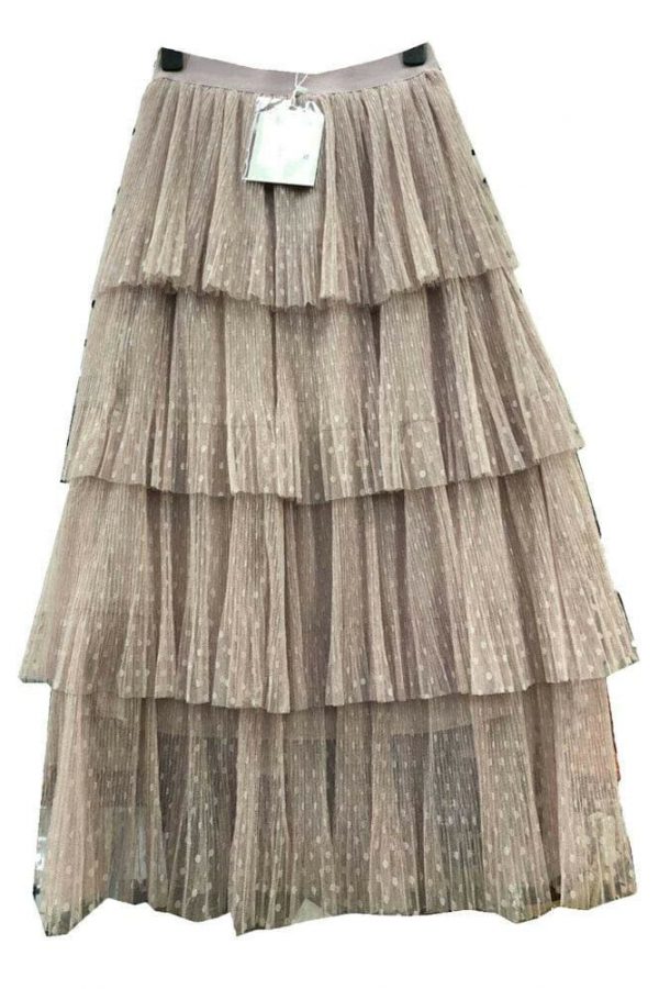 The Best New Fashion Summer Women Dot Lace Tiered High Waist Beach Long Skirt Sundress Cake Tulle Skirt Party Ball Gown Online - Source Silk