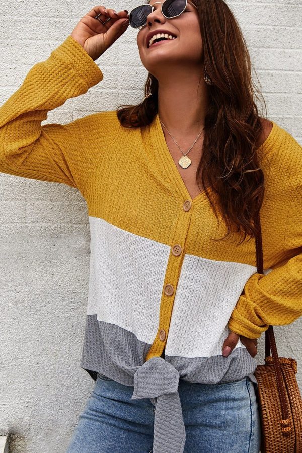 The Best New Fashion Women Autumn Long Sleeve Loose Tops Ladies V-neck Casual Button Striped Button Shirts Women Clothing Online - Source Silk