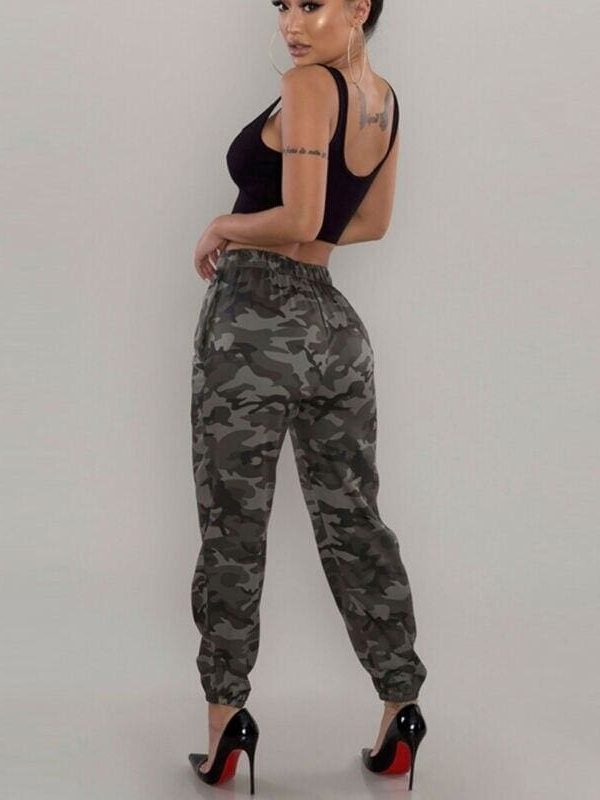 The Best New Fashion Women Camo Cargo Trousers Casual Pants Military Army Combat Camouflage Slim Elastic Waist Sweatpants Online - Source Silk