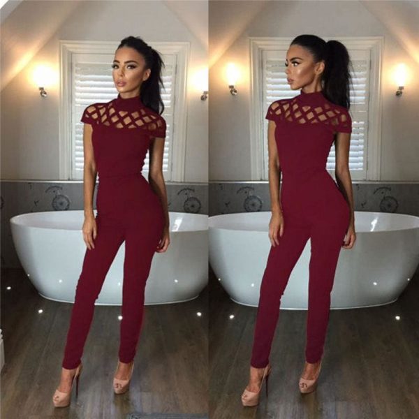 The Best New Fashion Women Casual Short Sleeve Hollow Out Jumpsuits Bodysuit Romper Jumpsuit Long Pants Online - Source Silk