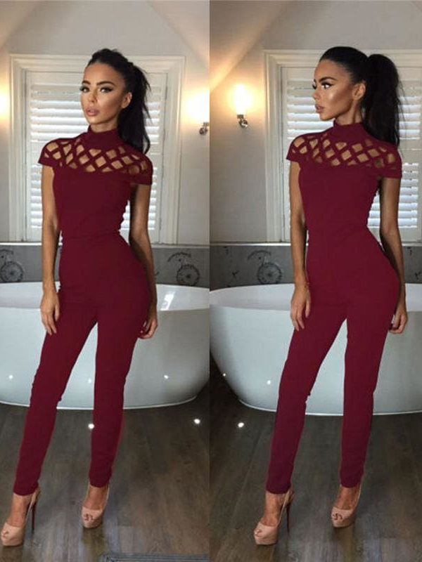 The Best New Fashion Women Casual Short Sleeve Hollow Out Jumpsuits Bodysuit Romper Jumpsuit Long Pants Online - Source Silk