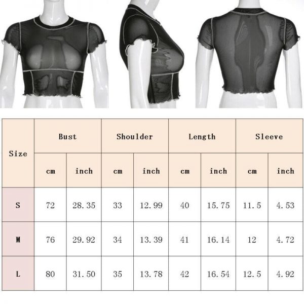 The Best New Fashion Women Girls Mesh Sheer Crop Top Short Sleeve Summer Casual Slim Fit Transparent Stretchy T-Shirt Tops Online - Source Silk