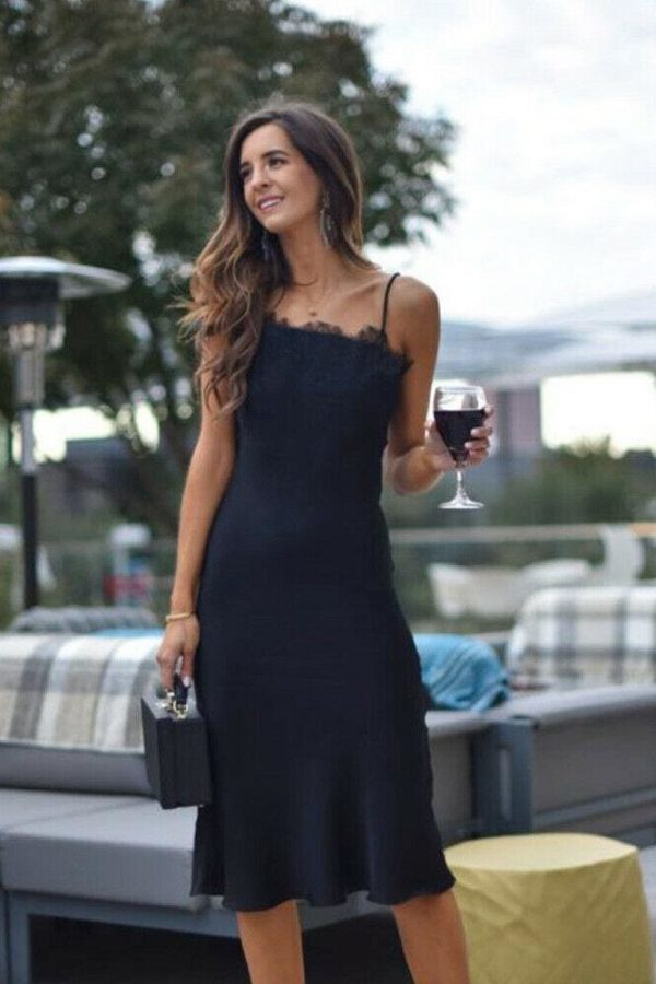 The Best New Fashion Women Lace Sleeveless Sling Dress Elegant Ladies Casual Summer Beach Evening Party Long Sundress Online - Source Silk