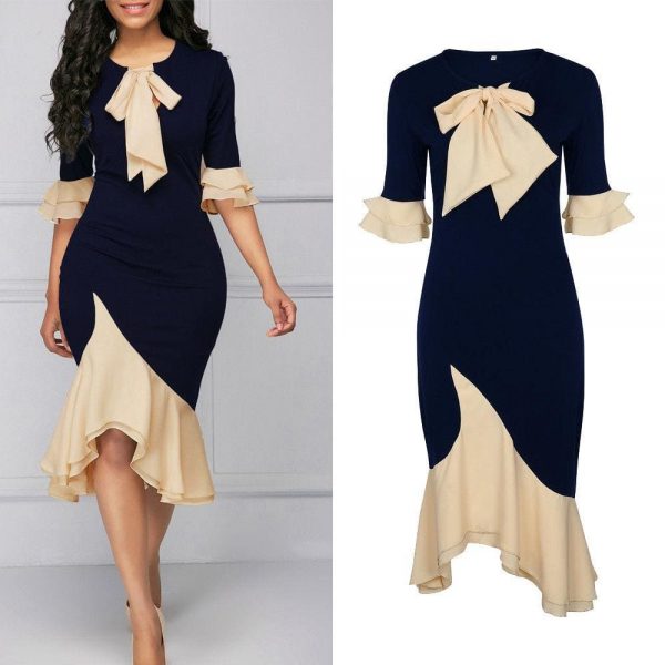 The Best New Fashion Women Lace Tie Up Empire Waist Cloth Splicing Girdling Party Dress High Waist Pencil Dresses Online - Source Silk