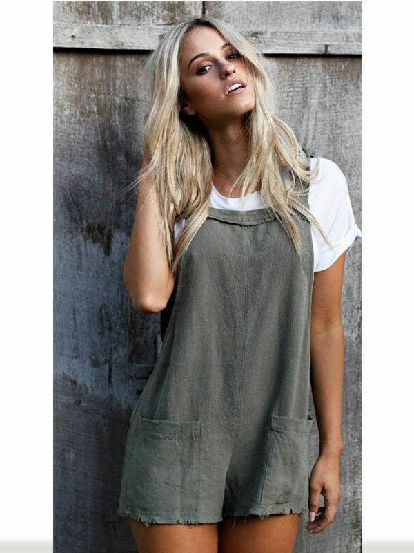 The Best New Fashion Women Ladies Loose Overalls Pockets Jumpsuit Sleeveless Strap Rompers Playsuit Causal Trousers Rompers Online - Source Silk