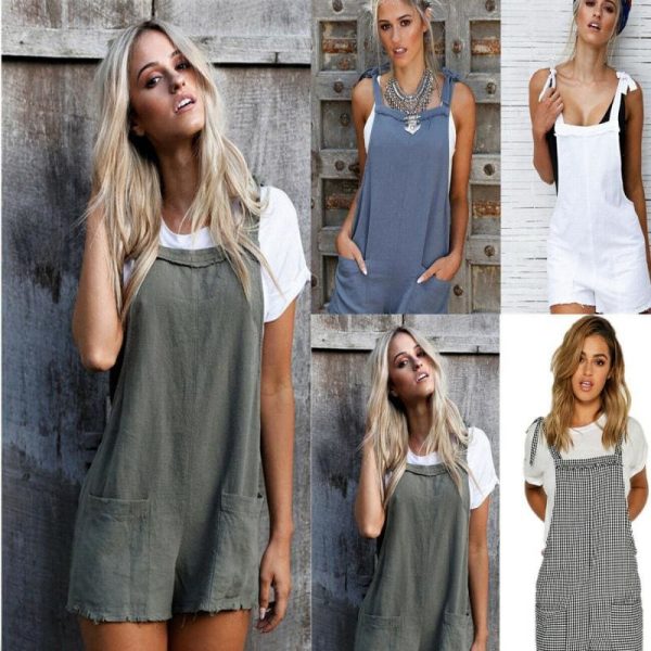 The Best New Fashion Women Ladies Loose Overalls Pockets Jumpsuit Sleeveless Strap Rompers Playsuit Causal Trousers Rompers Online - Source Silk