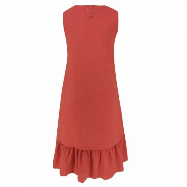 The Best New Fashion Women Sleeveless Casual Red Dress Holiday Loose Ruffle Top Shirts Dress Casual Beach Summer Sundress Online - Source Silk