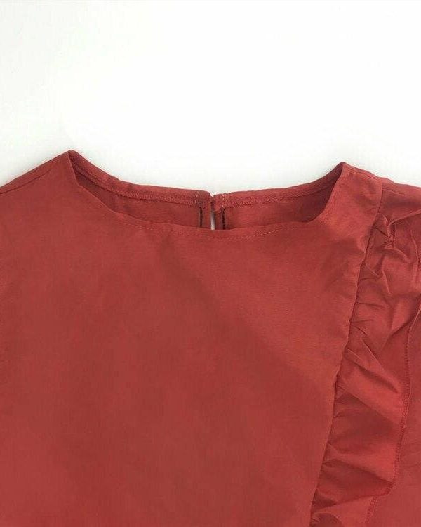 The Best New Fashion Women Sleeveless Casual Red Dress Holiday Loose Ruffle Top Shirts Dress Casual Beach Summer Sundress Online - Source Silk