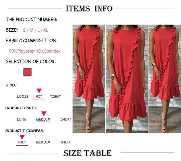 The Best New Fashion Women Sleeveless Casual Red Dress Holiday Loose Ruffle Top Shirts Dress Casual Beach Summer Sundress Online - Source Silk