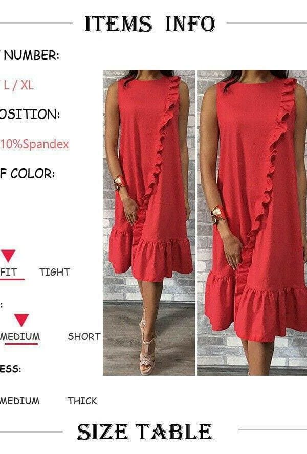 The Best New Fashion Women Sleeveless Casual Red Dress Holiday Loose Ruffle Top Shirts Dress Casual Beach Summer Sundress Online - Source Silk