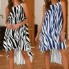 The Best New Fashion Women Summer Beach Sleeveless Crew Neck Irregular Hem Midi Dress Zebra Print Midi Dress Outfits Online - Source Silk