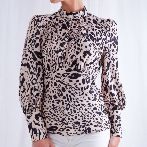 The Best New Fashion Women T Shirt Leopard Print Long Sleeve Backless Sexy OL Ladies Casual Turtleneck Tops Shirt Online - Source Silk