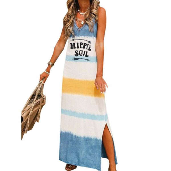 The Best New Fashion Women's Lady Bohemia Sleeveless Summer Beach Long Maxi Dress Loose Hippie Holiday Beach Party Sun Dress Online - Source Silk