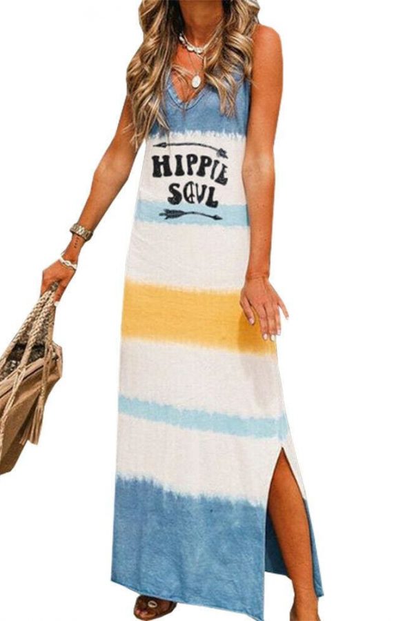 The Best New Fashion Women's Lady Bohemia Sleeveless Summer Beach Long Maxi Dress Loose Hippie Holiday Beach Party Sun Dress Online - Source Silk