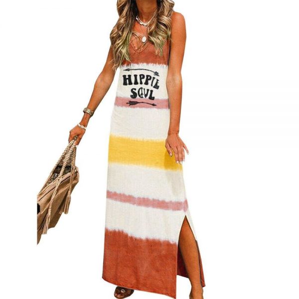 The Best New Fashion Women's Lady Bohemia Sleeveless Summer Beach Long Maxi Dress Loose Hippie Holiday Beach Party Sun Dress Online - Source Silk