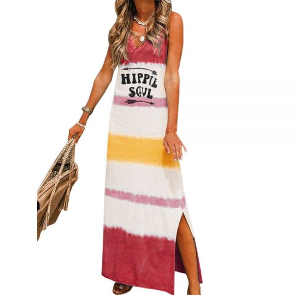 The Best New Fashion Women's Lady Bohemia Sleeveless Summer Beach Long Maxi Dress Loose Hippie Holiday Beach Party Sun Dress Online - Source Silk