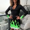 The Best New Fashion Women's Mini Fitted V Neck Long Sleeve Bodycon Dress Party Club Sexy Ladies Slim Fit Dresses Online - Source Silk