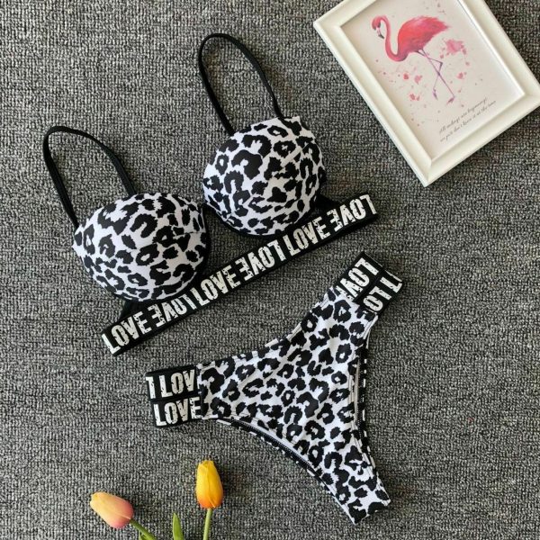 The Best New Sexy Padded Bra Bikini Set Swimsuit Women Letter Push-up Loved Printed Push Up Swimwear Bathing Suit Beachwear Online - Source Silk