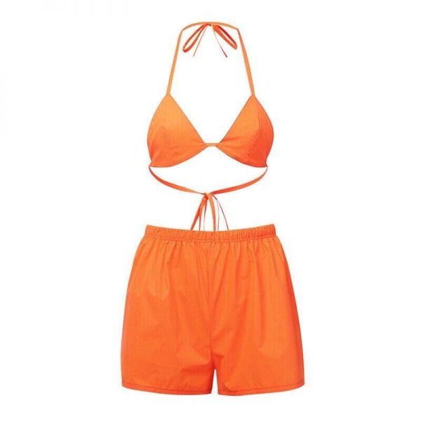 The Best New Sexy Women Reflect Light Sleeveless Crop Tops Bodycon Club Party Short Pants Outfit Clothes Set Summer Beach Suit Online - Takalr