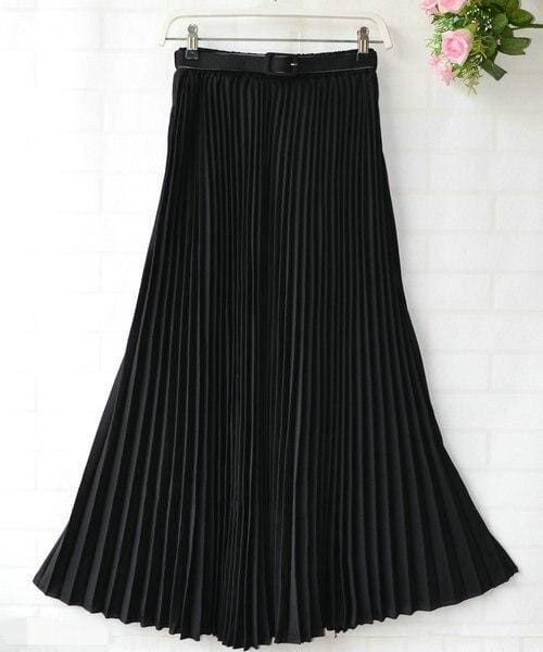 The Best New Summer Women Ladies Elegant Long Skirt Retro Maxi Chiffon High Waist Solid Casual Pleated Beach Long Skirt Sundress Online - Takalr