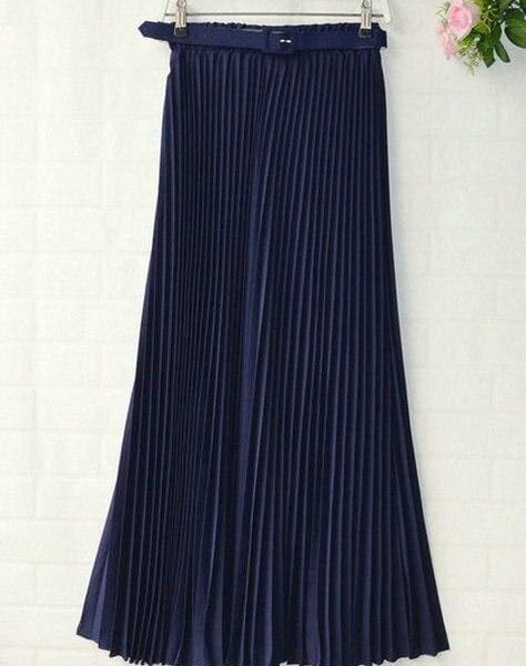 The Best New Summer Women Ladies Elegant Long Skirt Retro Maxi Chiffon High Waist Solid Casual Pleated Beach Long Skirt Sundress Online - Takalr