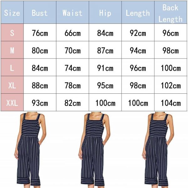 The Best New Summer Women Ladies Striped Wide Leg Jumpsuits Ladies Casual Rompers Sling Playsuit Long Pant Trousers Holiday Clothes Online - Takalr