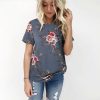 The Best New Summer Women Ladies Tops Floral Print Shirts Elegant Casual Short Sleeve Boho Beach Holiday Loose Crew-neck Shirts Online - Takalr