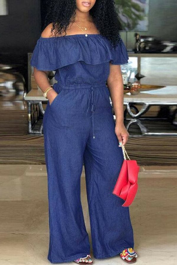 The Best New Summer Women Off Shoulder Wide Leg Romper Jumpsuit Fashion Ladies Casual Loose Trouser Overalls Baagy Pants Plus Size Online - Takalr