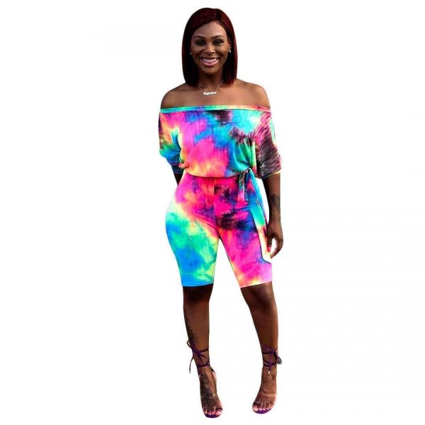 The Best New Trend Popular Women Ladies Colorful Off Shoulder Bodycon Short Trousers Jumpsuit Rompers Clubwear Playsuit Bodysuit Online - Takalr